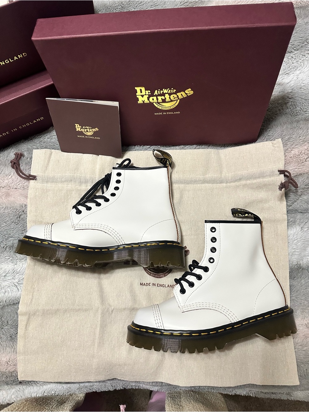 Dr. Martens White Lace-Up Platform Combat Boots